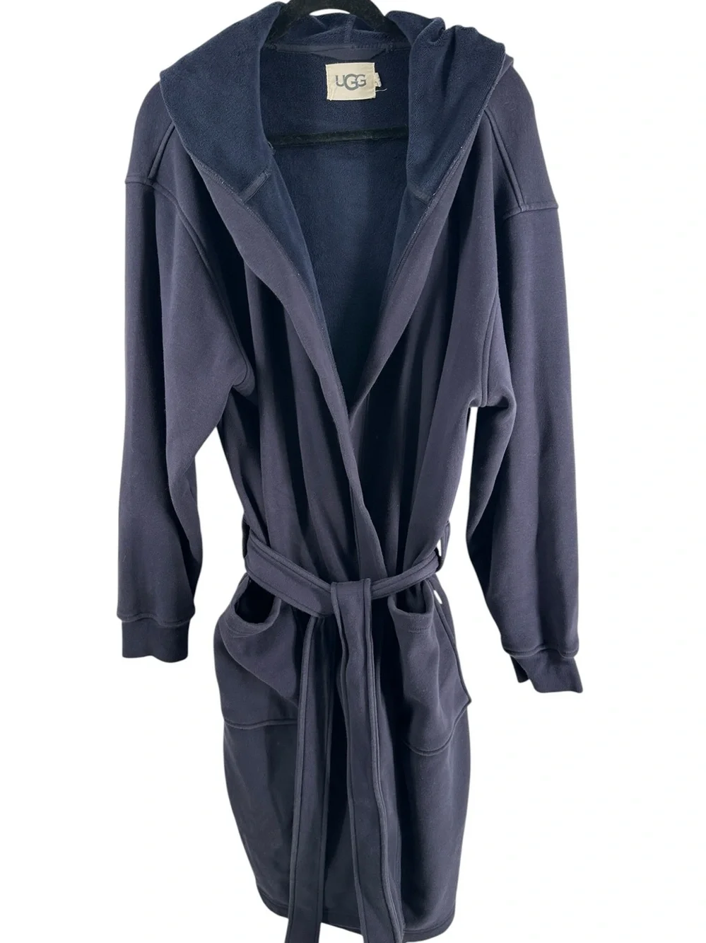 UGG Leeland robe hooded bath robe lounge pajamas navy blue sz m/l